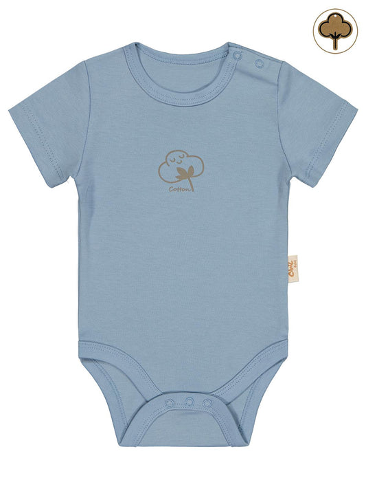 Civil Baby Organik Pamuklu K Kol 0-18 Ay Çıtçıtlı Badi - Mavi