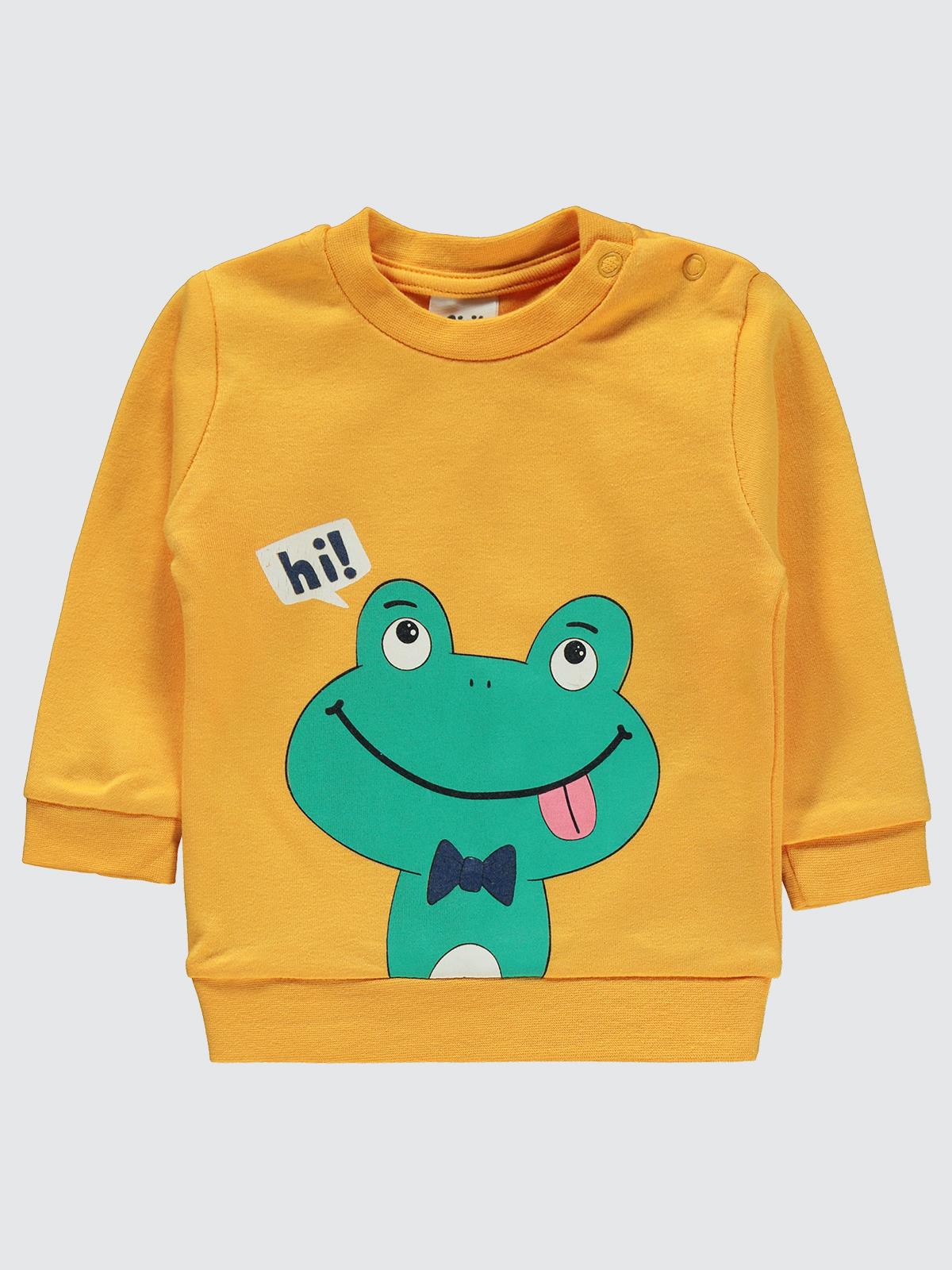 Civil Baby Erkek Bebek Kurbağa Baskılı 6-18 Ay Takım - Sarı