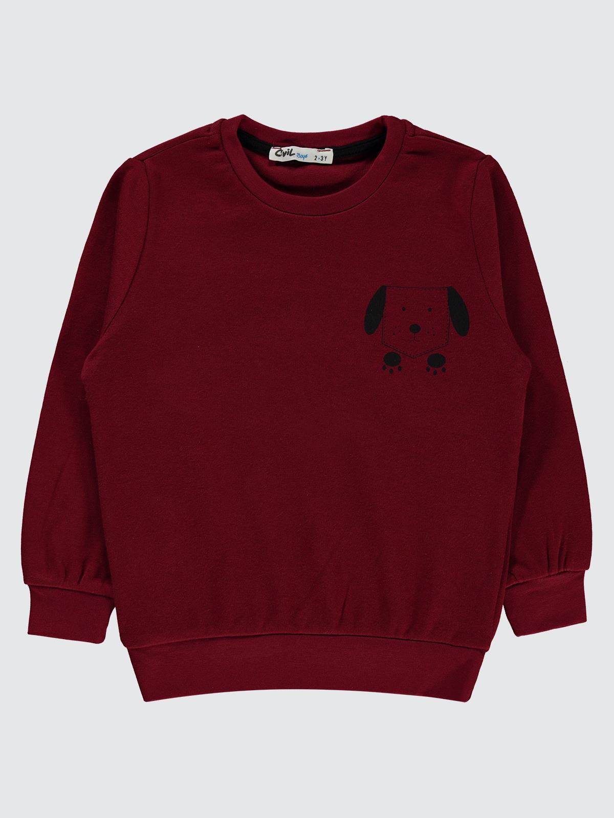 Civil Boys Köpek Baskılı 2-5 Yaş Sweatshirt - Hardal