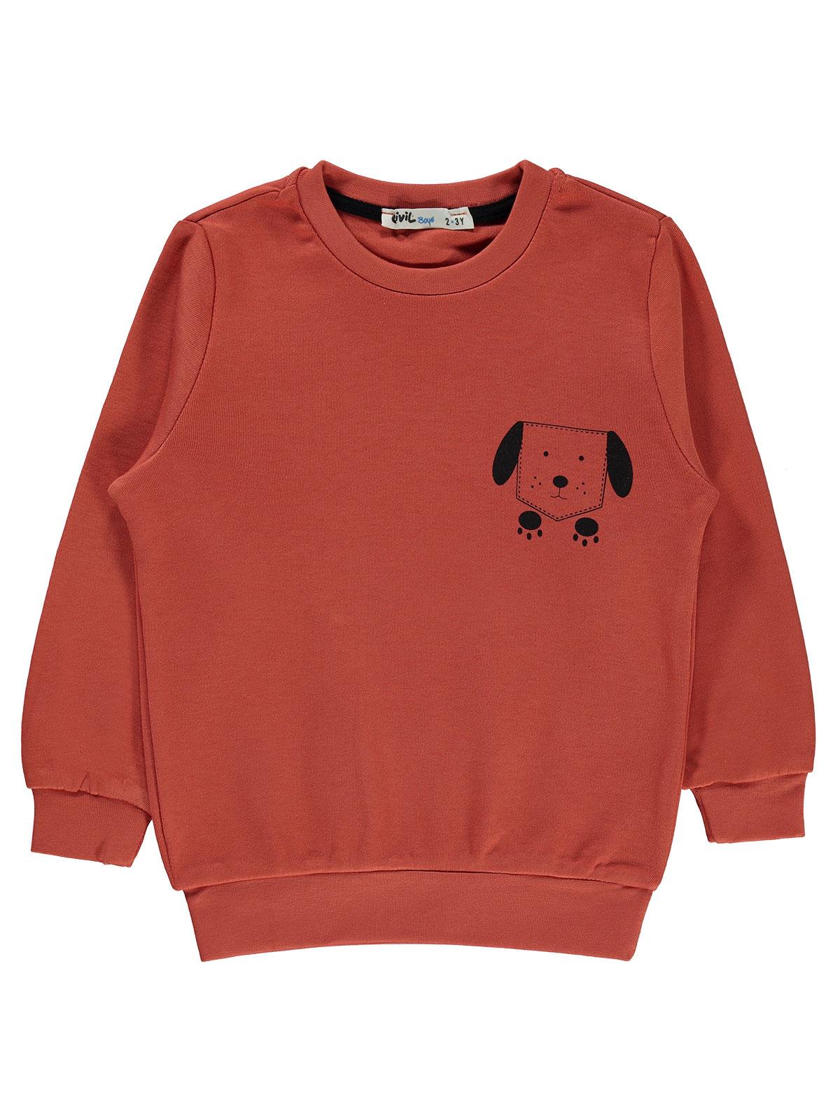 Civil Boys Köpek Baskılı 2-5 Yaş Sweatshirt - Hardal