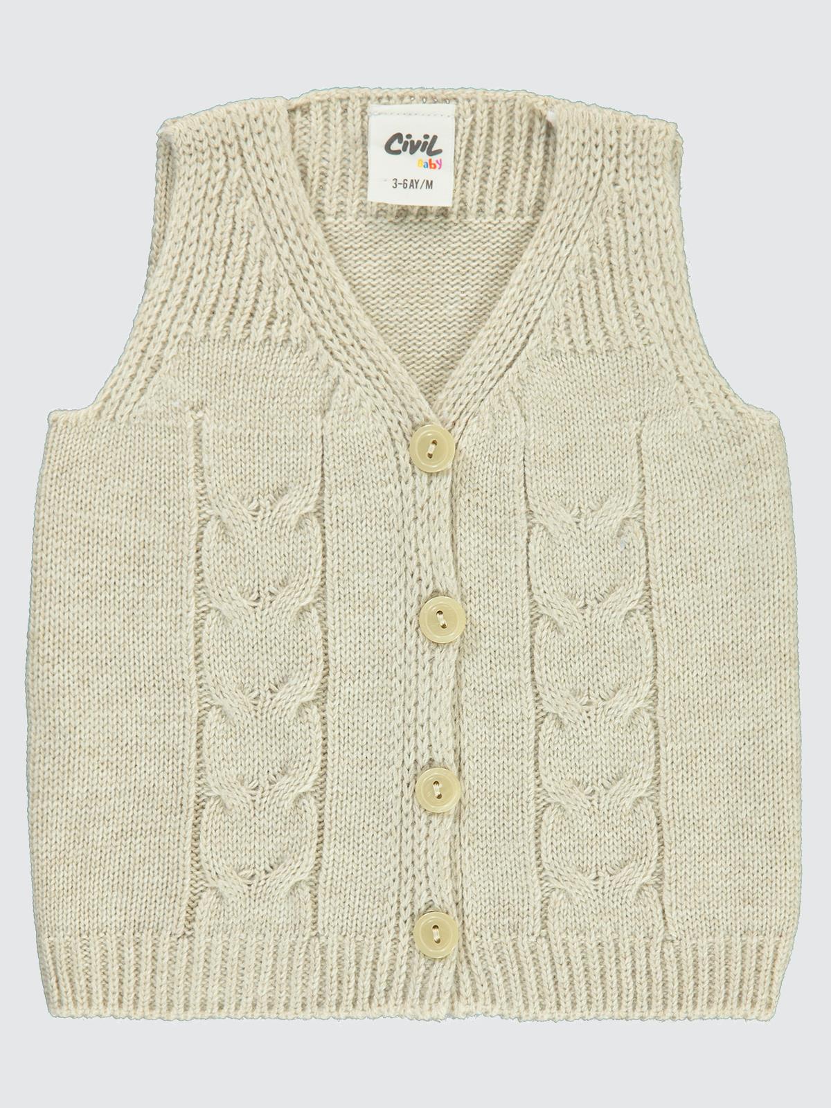 Civil Baby Saç Örgülü 3-18 Ay Yelek - Bej