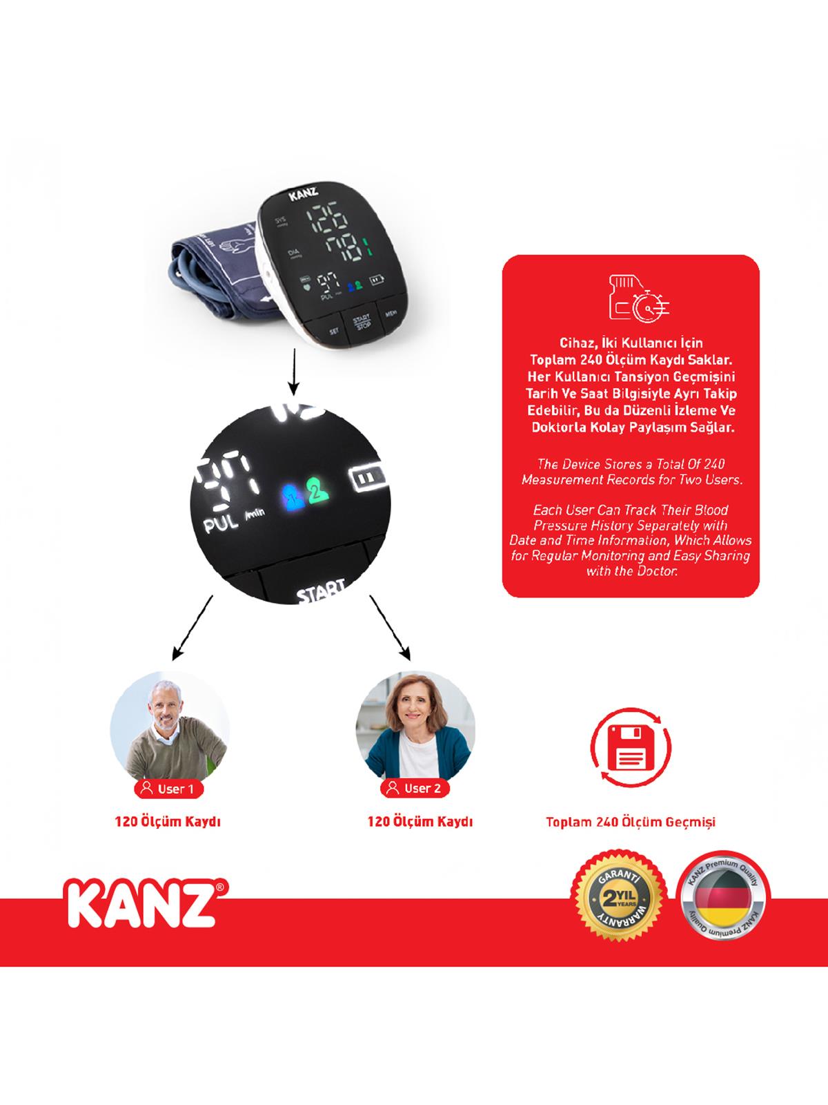 Kanz Dijital Koldan Ölçer Tansiyon Aleti - Standart