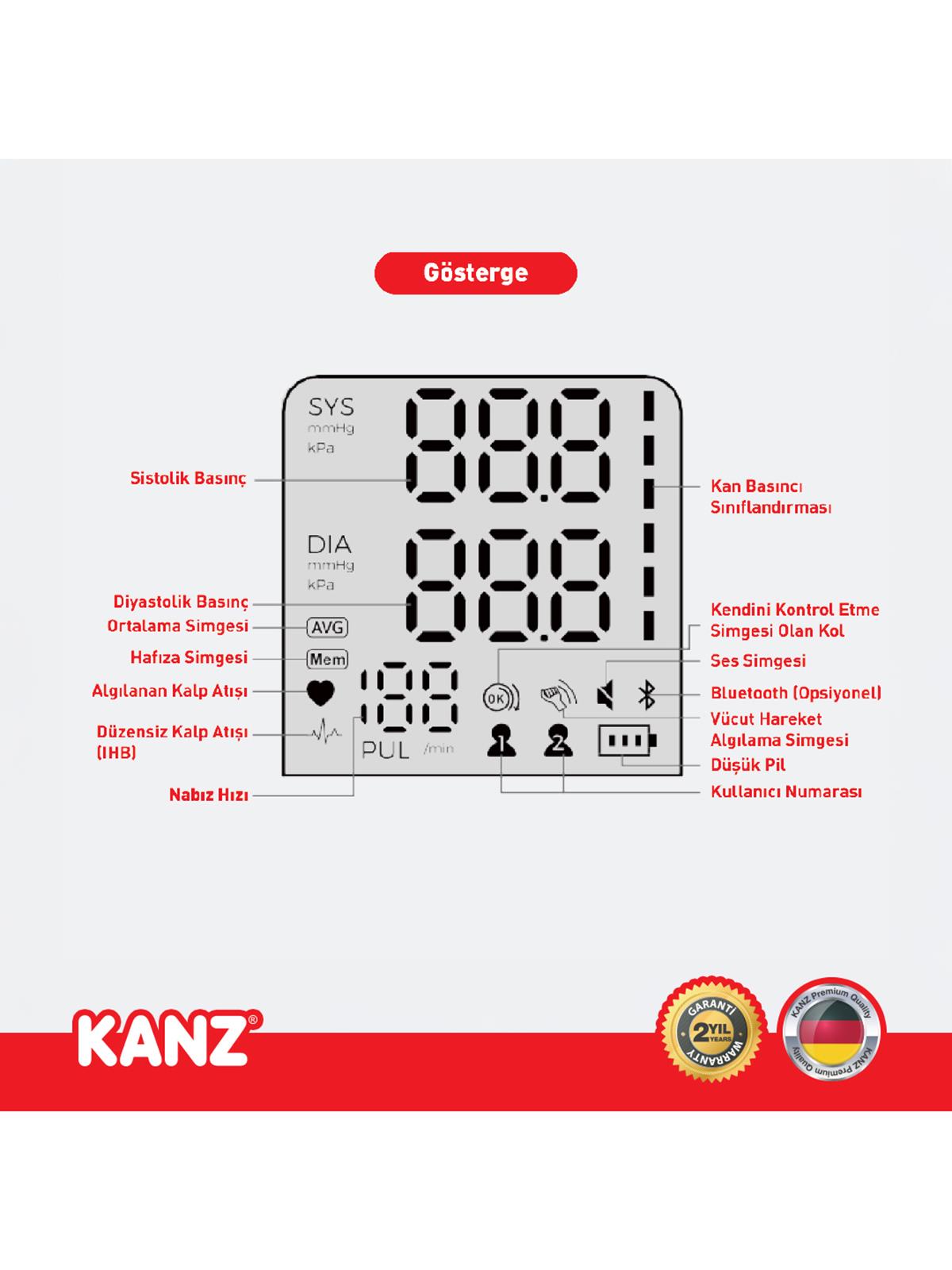 Kanz Dijital Koldan Ölçer Tansiyon Aleti - Standart