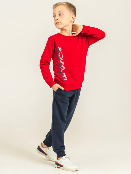 U.S. Polo Assn Kids Eşofman Takımı | 3 İp-3 İp Uzun Kol Bisiklet Yaka | Okul Kreş ve Günlük Kullanım - Kırmızı