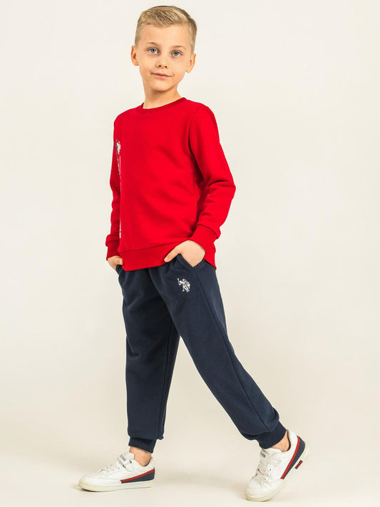 U.S. Polo Assn Kids Eşofman Takımı | 3 İp-3 İp Uzun Kol Bisiklet Yaka | Okul Kreş ve Günlük Kullanım - Kırmızı
