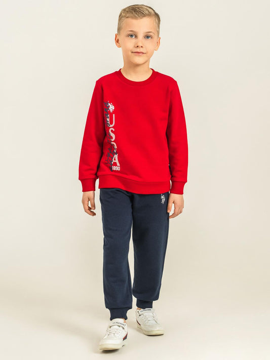 U.S. Polo Assn Kids Eşofman Takımı | 3 İp-3 İp Uzun Kol Bisiklet Yaka | Okul Kreş ve Günlük Kullanım - Kırmızı