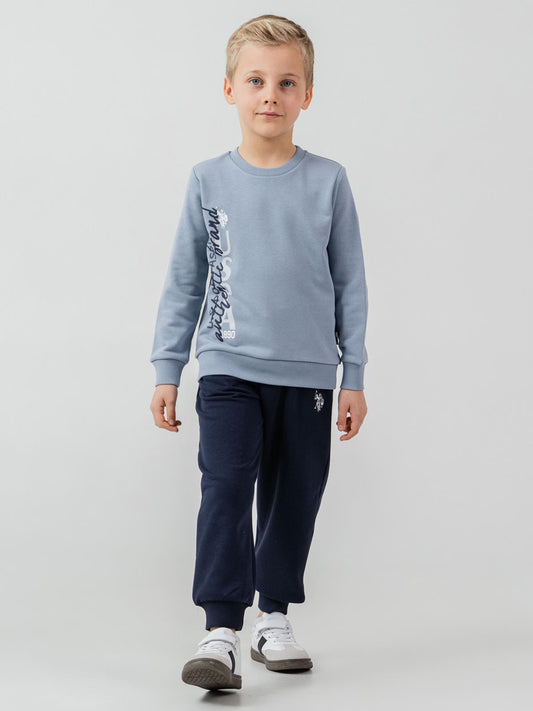 U.S. Polo Assn Kids Eşofman Takımı | 3 İp-3 İp Uzun Kol Bisiklet Yaka | Okul Kreş ve Günlük Kullanım - Mavi