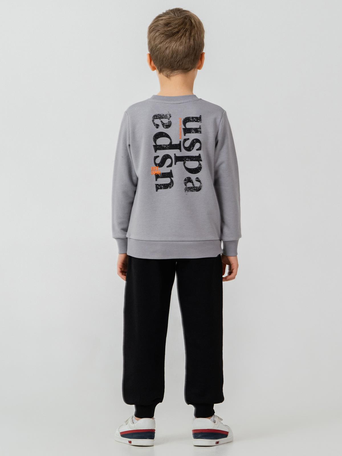 U.S. Polo Assn Kids Eşofman Takımı | 3 İp Şardonsuz -3 İp Şardonsuz | Okul Kreş ve Günlük Kullanım - Gri