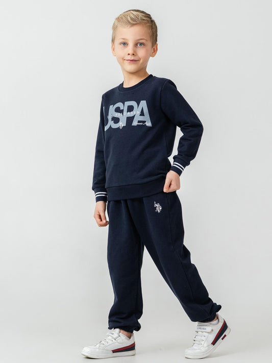 U.S. Polo Assn Kids Eşofman Takımı | 3 İp Şardonsuz -3 İp Şardonsuz | Okul Kreş ve Günlük Kullanım - Lacivert