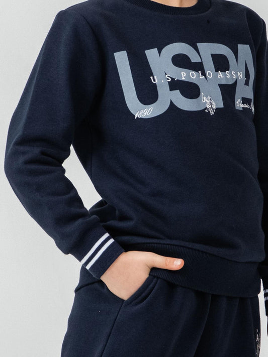 U.S. Polo Assn Kids Eşofman Takımı | 3 İp Şardonsuz -3 İp Şardonsuz | Okul Kreş ve Günlük Kullanım - Lacivert