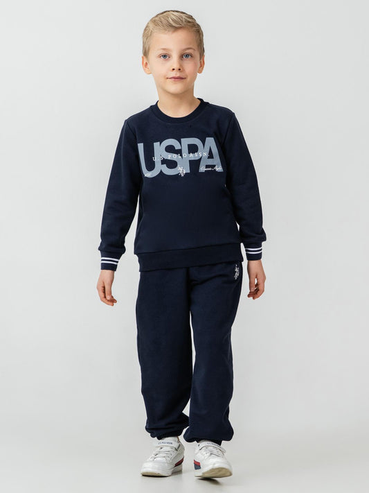 U.S. Polo Assn Kids Eşofman Takımı | 3 İp Şardonsuz -3 İp Şardonsuz | Okul Kreş ve Günlük Kullanım - Lacivert