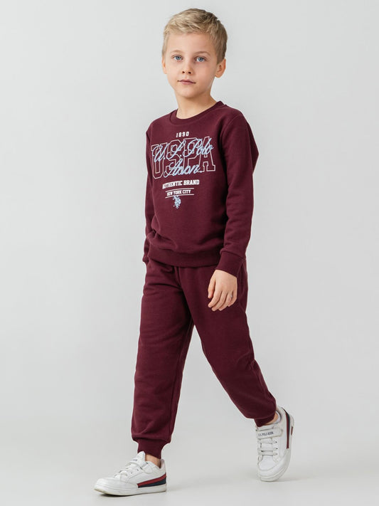 U.S. Polo Assn Kids Eşofman Takımı | 3 İp Şardonsuz -3 İp Şardonsuz | Okul Kreş ve Günlük Kullanım - Lila