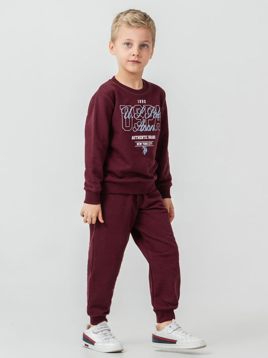 U.S. Polo Assn Kids Eşofman Takımı | 3 İp Şardonsuz -3 İp Şardonsuz | Okul Kreş ve Günlük Kullanım - Lila