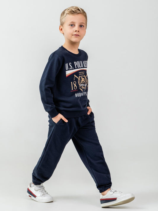 U.S. Polo Assn Kids Eşofman Takımı | 3 İp-3 İp Uzun Kol Bisiklet Yaka | Okul Kreş ve Günlük Kullanım - Lacivert