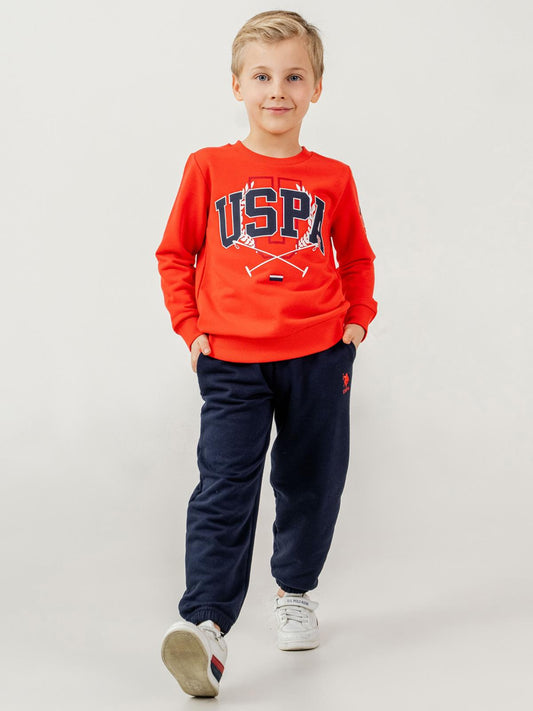 U.S. Polo Assn Kids Eşofman Takımı | 3 İp Şardonsuz -3 İp Şardonsuz | Okul Kreş ve Günlük Kullanım - Kırmızı