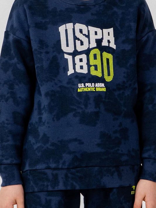 U.S. Polo Assn Kids Eşofman Takımı | 3 İp Şardonsuz -3 İp Şardonsuz | Okul Kreş ve Günlük Kullanım - Mavi