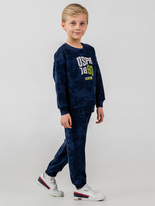 U.S. Polo Assn Kids Eşofman Takımı | 3 İp Şardonsuz -3 İp Şardonsuz | Okul Kreş ve Günlük Kullanım - Mavi