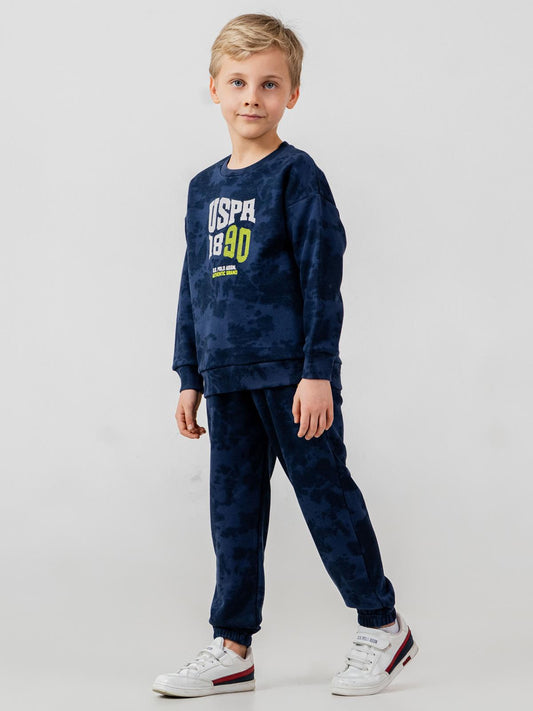 U.S. Polo Assn Kids Eşofman Takımı | 3 İp Şardonsuz -3 İp Şardonsuz | Okul Kreş ve Günlük Kullanım - Mavi