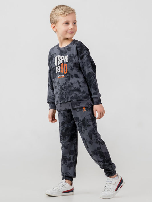 U.S. Polo Assn Kids Eşofman Takımı | 3 İp Şardonsuz -3 İp Şardonsuz | Okul Kreş ve Günlük Kullanım - Gri