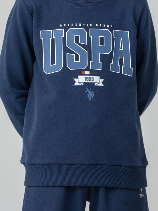 U.S. Polo Assn Kids Eşofman Takımı | 3 İp Şardonsuz -3 İp Şardonsuz | Okul Kreş ve Günlük Kullanım - Mavi