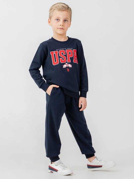 U.S. Polo Assn Kids Eşofman Takımı | 3 İp Şardonsuz -3 İp Şardonsuz | Okul Kreş ve Günlük Kullanım - Lacivert