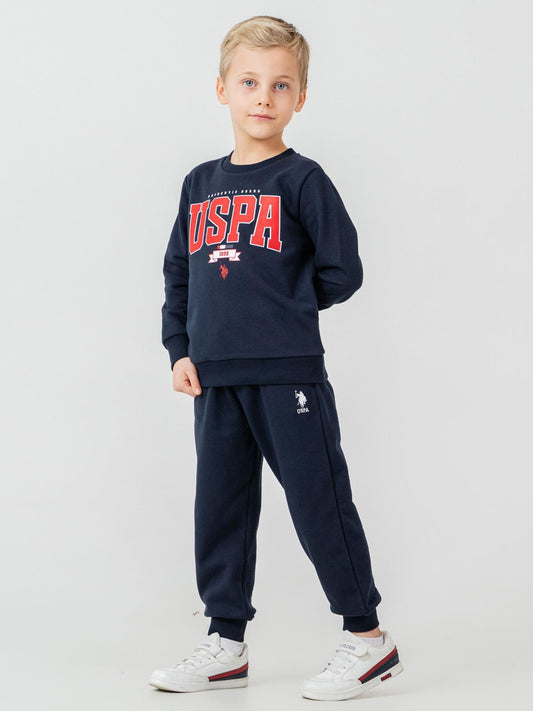 U.S. Polo Assn Kids Eşofman Takımı | 3 İp Şardonsuz -3 İp Şardonsuz | Okul Kreş ve Günlük Kullanım - Lacivert