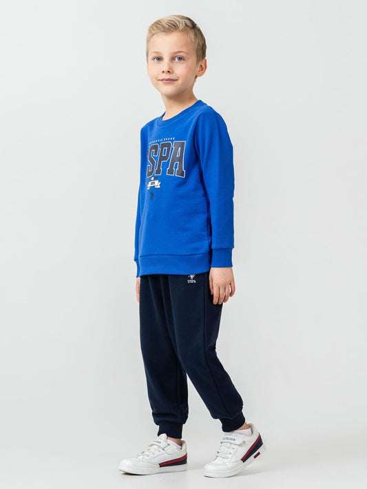 U.S. Polo Assn Kids Eşofman Takımı | 3 İp Şardonsuz -3 İp Şardonsuz | Okul Kreş ve Günlük Kullanım - Mavi