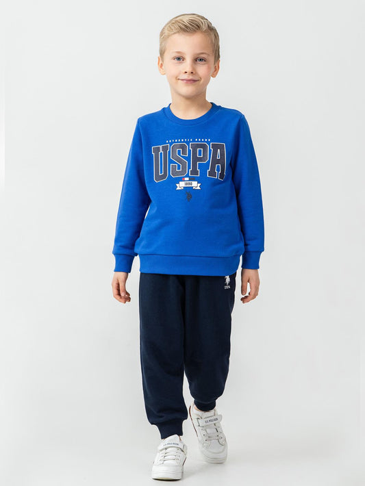 U.S. Polo Assn Kids Eşofman Takımı | 3 İp Şardonsuz -3 İp Şardonsuz | Okul Kreş ve Günlük Kullanım - Mavi
