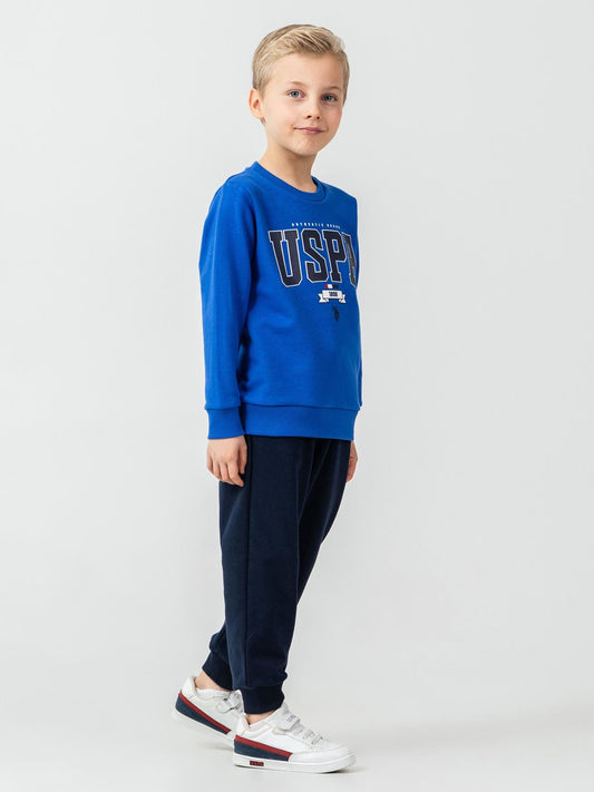U.S. Polo Assn Kids Eşofman Takımı | 3 İp Şardonsuz -3 İp Şardonsuz | Okul Kreş ve Günlük Kullanım - Mavi