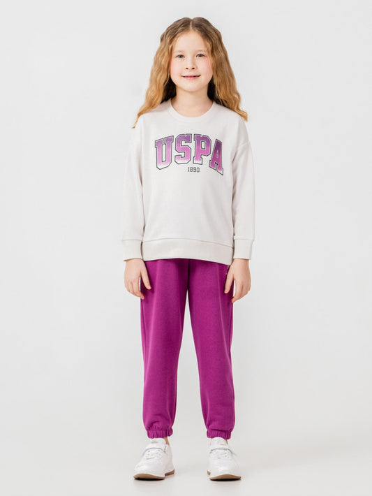 U.S. Polo Assn Kids Eşofman Takımı | 3 İp Şardonsuz -3 İp Şardonsuz | Okul Kreş ve Günlük Kullanım - Bej