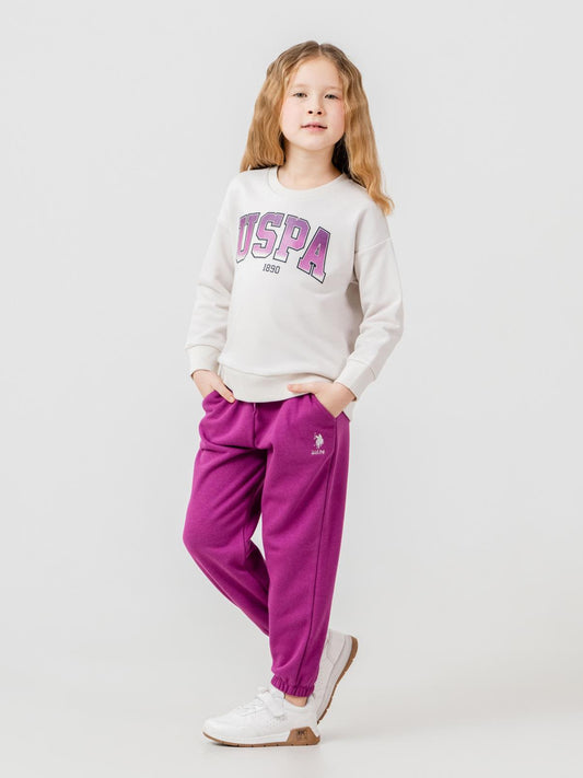 U.S. Polo Assn Kids Eşofman Takımı | 3 İp Şardonsuz -3 İp Şardonsuz | Okul Kreş ve Günlük Kullanım - Bej