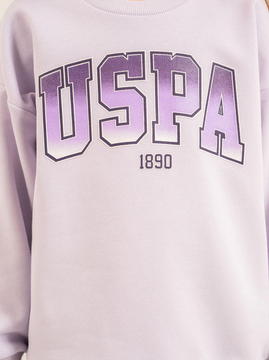 U.S. Polo Assn Kids Eşofman Takımı | 3 İp Şardonsuz -3 İp Şardonsuz | Okul Kreş ve Günlük Kullanım - Lila