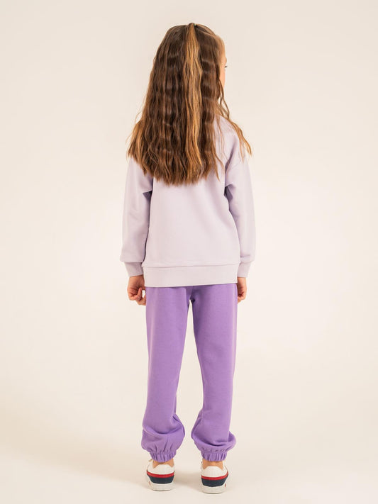 U.S. Polo Assn Kids Eşofman Takımı | 3 İp Şardonsuz -3 İp Şardonsuz | Okul Kreş ve Günlük Kullanım - Lila