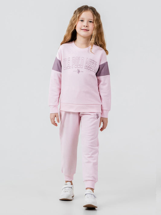 U.S. Polo Assn Kids Eşofman Takımı | 3 İp Şardonsuz -3 İp Şardonsuz | Okul Kreş ve Günlük Kullanım - Pembe