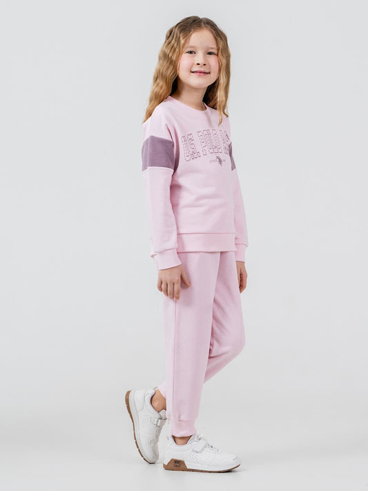 U.S. Polo Assn Kids Eşofman Takımı | 3 İp Şardonsuz -3 İp Şardonsuz | Okul Kreş ve Günlük Kullanım - Pembe