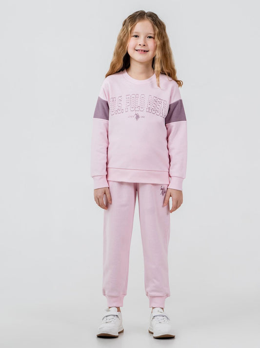 U.S. Polo Assn Kids Eşofman Takımı | 3 İp Şardonsuz -3 İp Şardonsuz | Okul Kreş ve Günlük Kullanım - Pembe