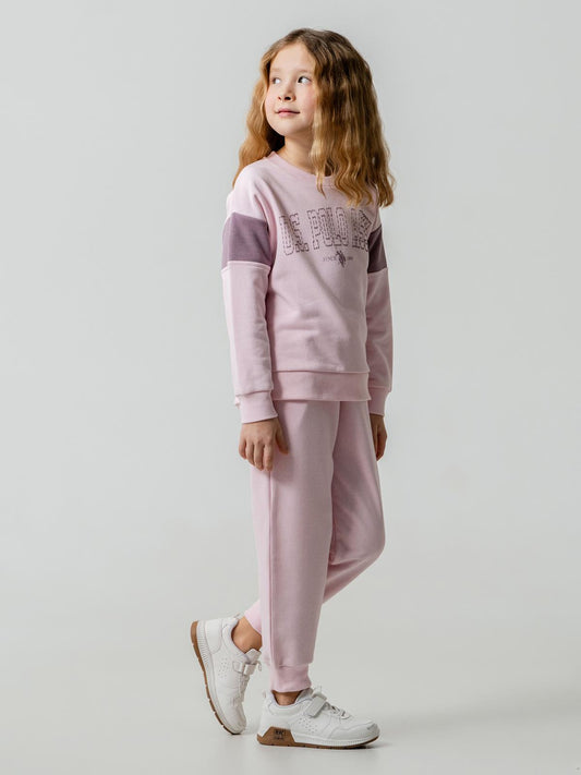 U.S. Polo Assn Kids Eşofman Takımı | 3 İp Şardonsuz -3 İp Şardonsuz | Okul Kreş ve Günlük Kullanım - Pembe