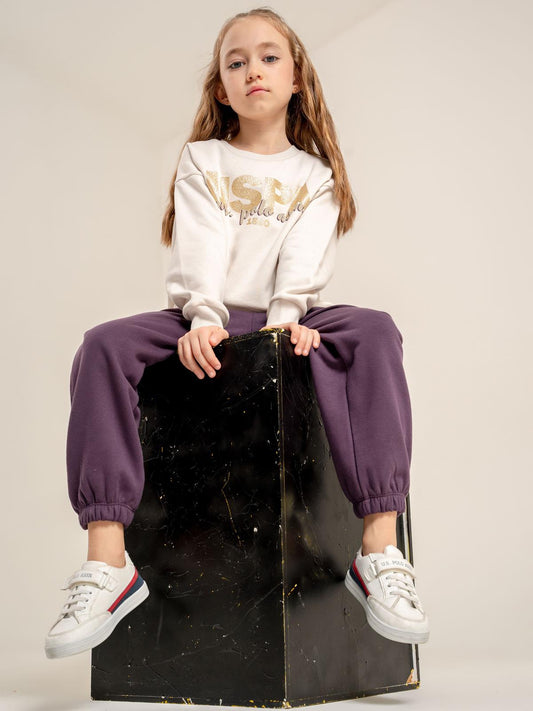 U.S. Polo Assn Kids Eşofman Takımı | 3 İp-3 İp Uzun Kol Bisiklet Yaka | Okul Kreş ve Günlük Kullanım - Bej