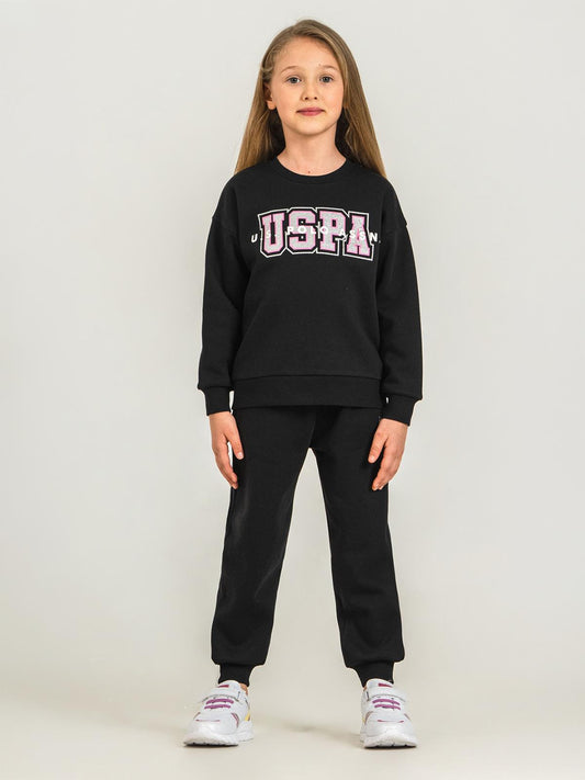 U.S. Polo Assn Kids Eşofman Takımı | 3 İp-3 İp Uzun Kol Bisiklet Yaka | Okul Kreş ve Günlük Kullanım - Siyah