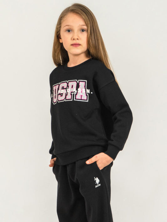 U.S. Polo Assn Kids Eşofman Takımı | 3 İp-3 İp Uzun Kol Bisiklet Yaka | Okul Kreş ve Günlük Kullanım - Siyah