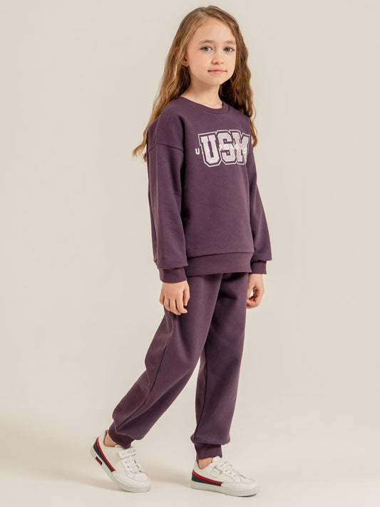 U.S. Polo Assn Kids Eşofman Takımı | 3 İp-3 İp Uzun Kol Bisiklet Yaka | Okul Kreş ve Günlük Kullanım - Lila