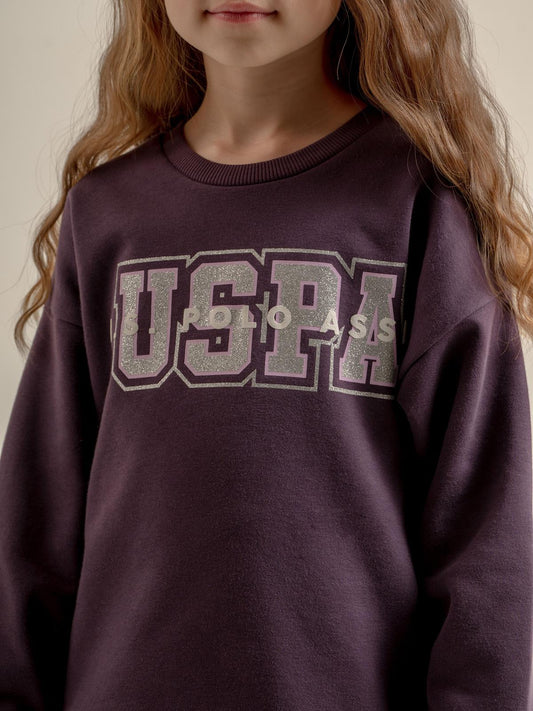 U.S. Polo Assn Kids Eşofman Takımı | 3 İp-3 İp Uzun Kol Bisiklet Yaka | Okul Kreş ve Günlük Kullanım - Lila