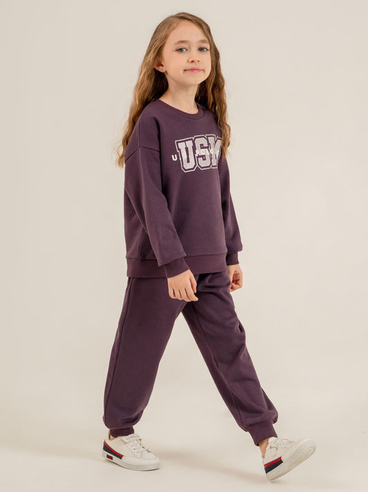 U.S. Polo Assn Kids Eşofman Takımı | 3 İp-3 İp Uzun Kol Bisiklet Yaka | Okul Kreş ve Günlük Kullanım - Lila
