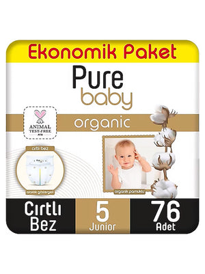 Pure Baby Bebek Bezi Organik Pamuklu 5 Beden Junior 76 Adet