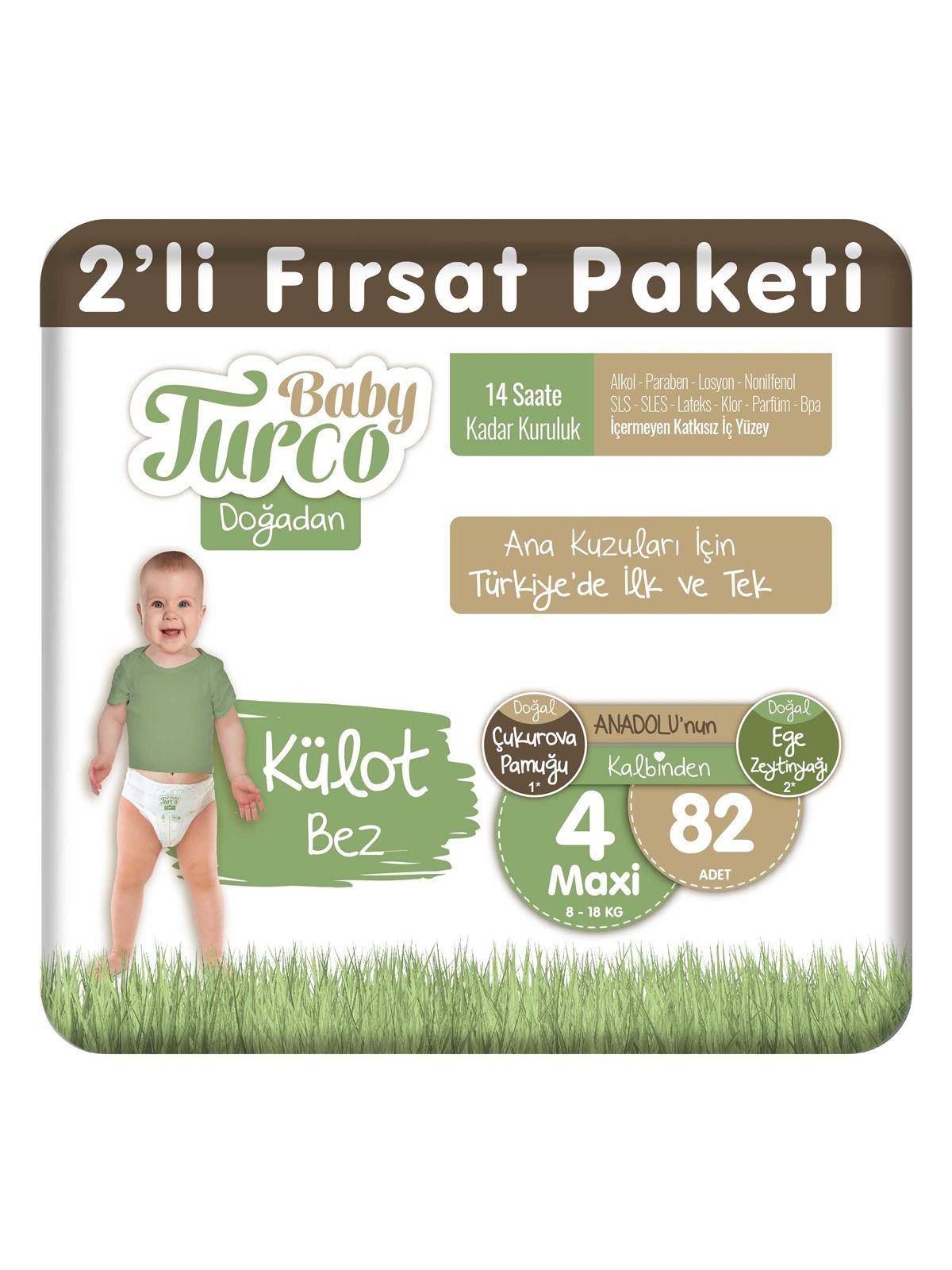 Baby Turco Doğadan Fırsat Paketi Külot Bez 4 Maxi Numara 82 Adet