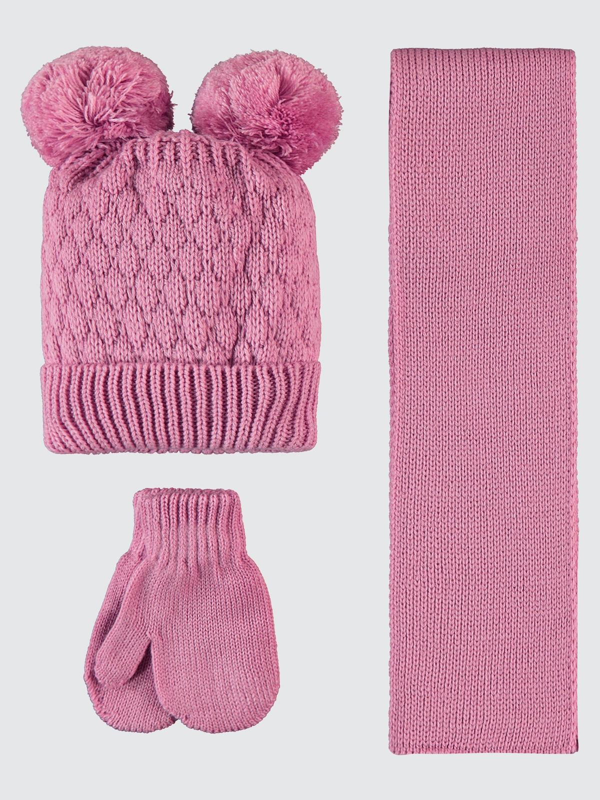Civil Baby 6-24 Ay Atkı Bere Eldiven Set - Pembe
