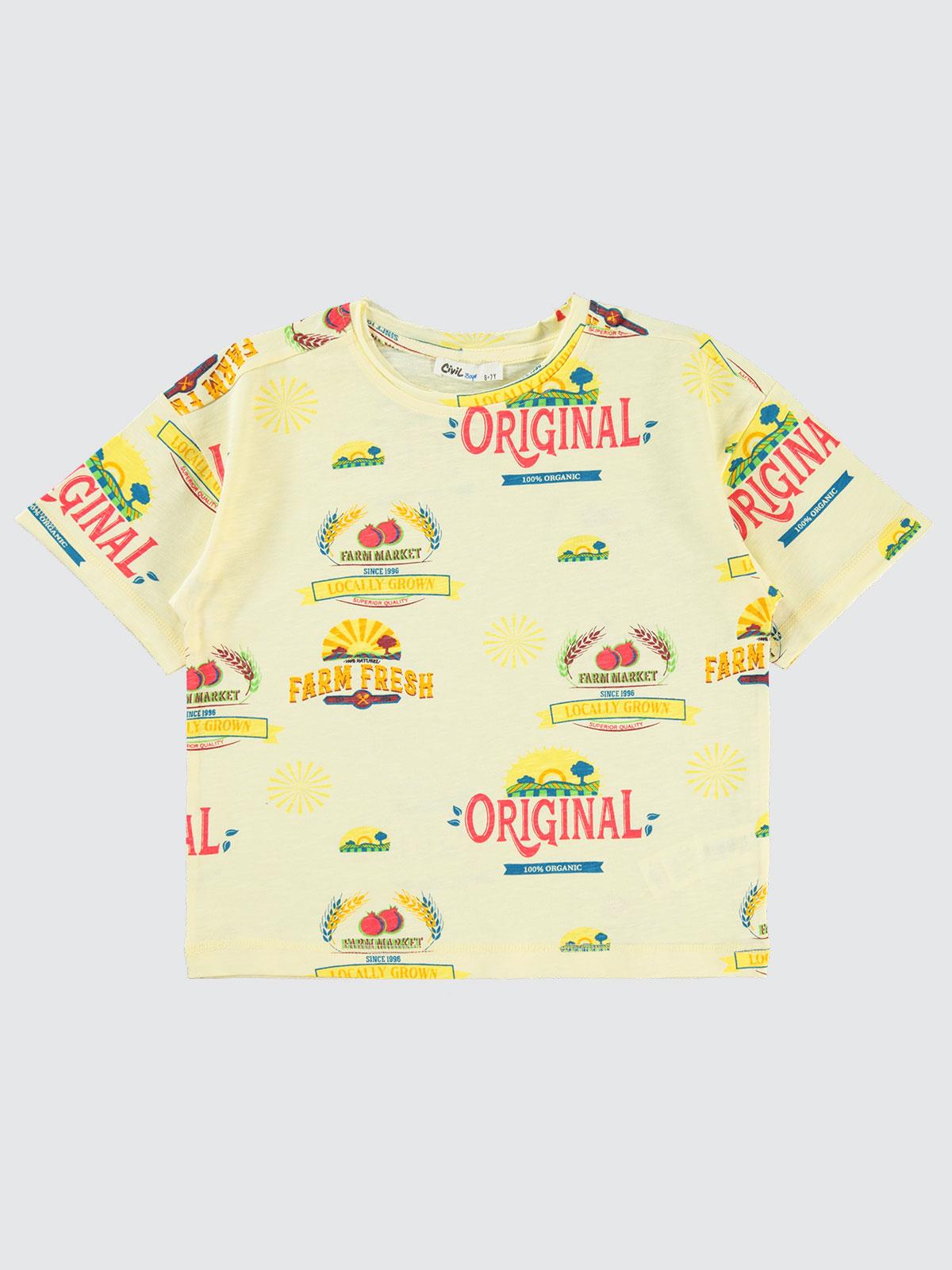 Civil Boys Farm Empirme Oversize 6-9 Yaş Tişört - Sarı