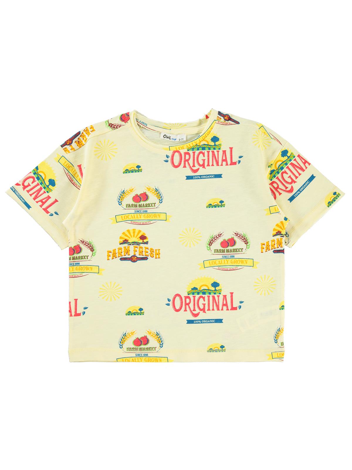Civil Boys Farm Empirme Oversize 6-9 Yaş Tişört - Sarı
