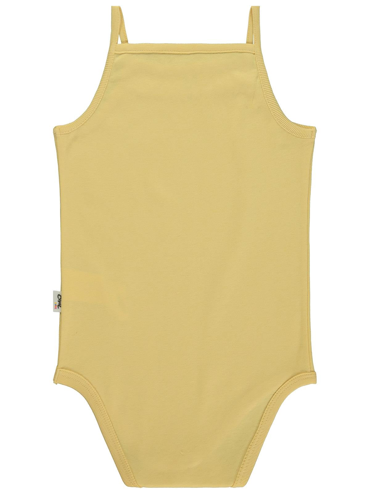 Civil Baby Penye İp Askılı Dantelli 3-9 Ay Kız Çıtçıtlı Badi - Sarı
