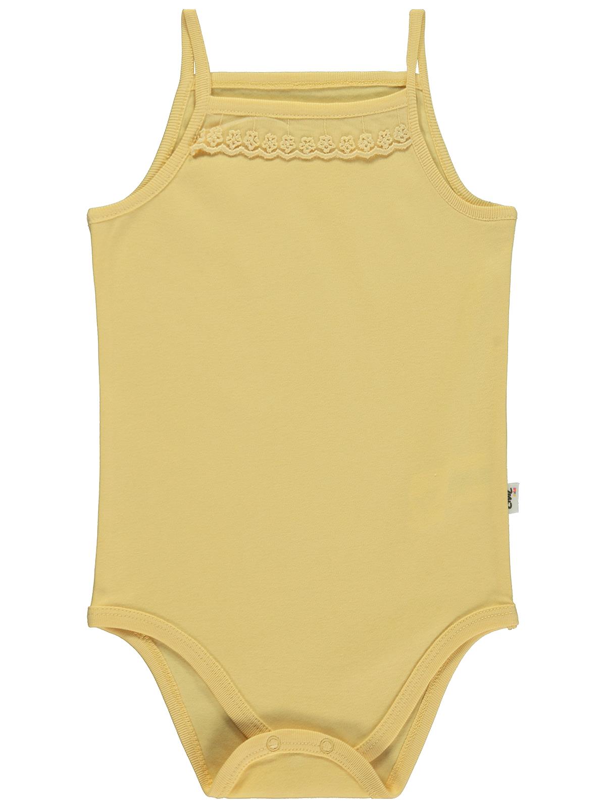 Civil Baby Penye İp Askılı Dantelli 2-3 Yaş Kız Çıtçıtlı Badi - Sarı